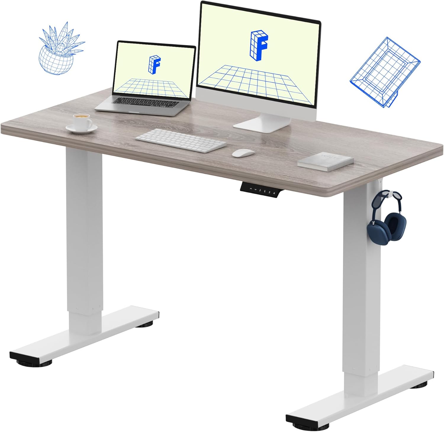 L Shaped Desk Setup - One-Piece Electric Height Adjustable Standing Desk