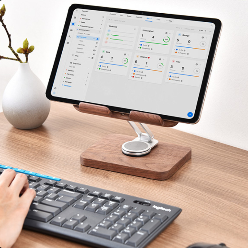 Black Walnut iPad Stand with 3 - Desk Setup Tablet incelemesi ve fiyatı