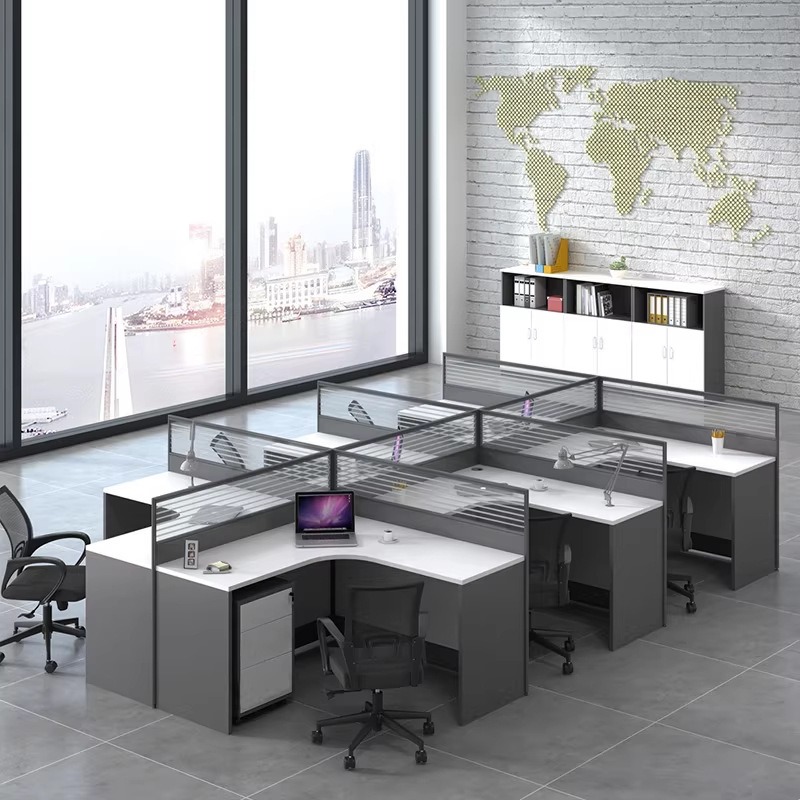 White Office Desk for 2 4 or 6 - L Shaped Desk Setup incelemesi ve fiyatı