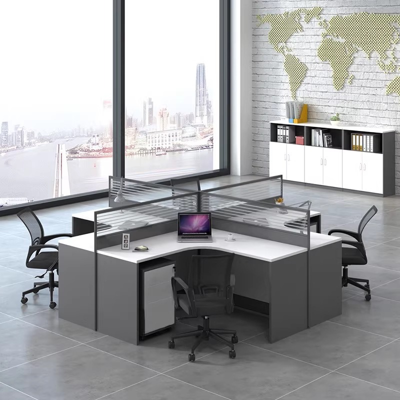 White Office Desk for 2 4 or 6 - L Shaped Desk Setup incelemesi ve fiyatı