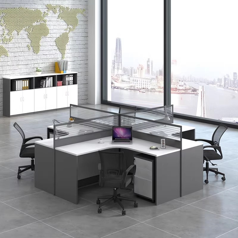 White Office Desk for 2 4 or 6 - L Shaped Desk Setup incelemesi ve fiyatı