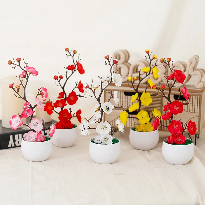 Simulation Plum Flower Pot Pla - Desk Setup Plant incelemesi ve fiyatı