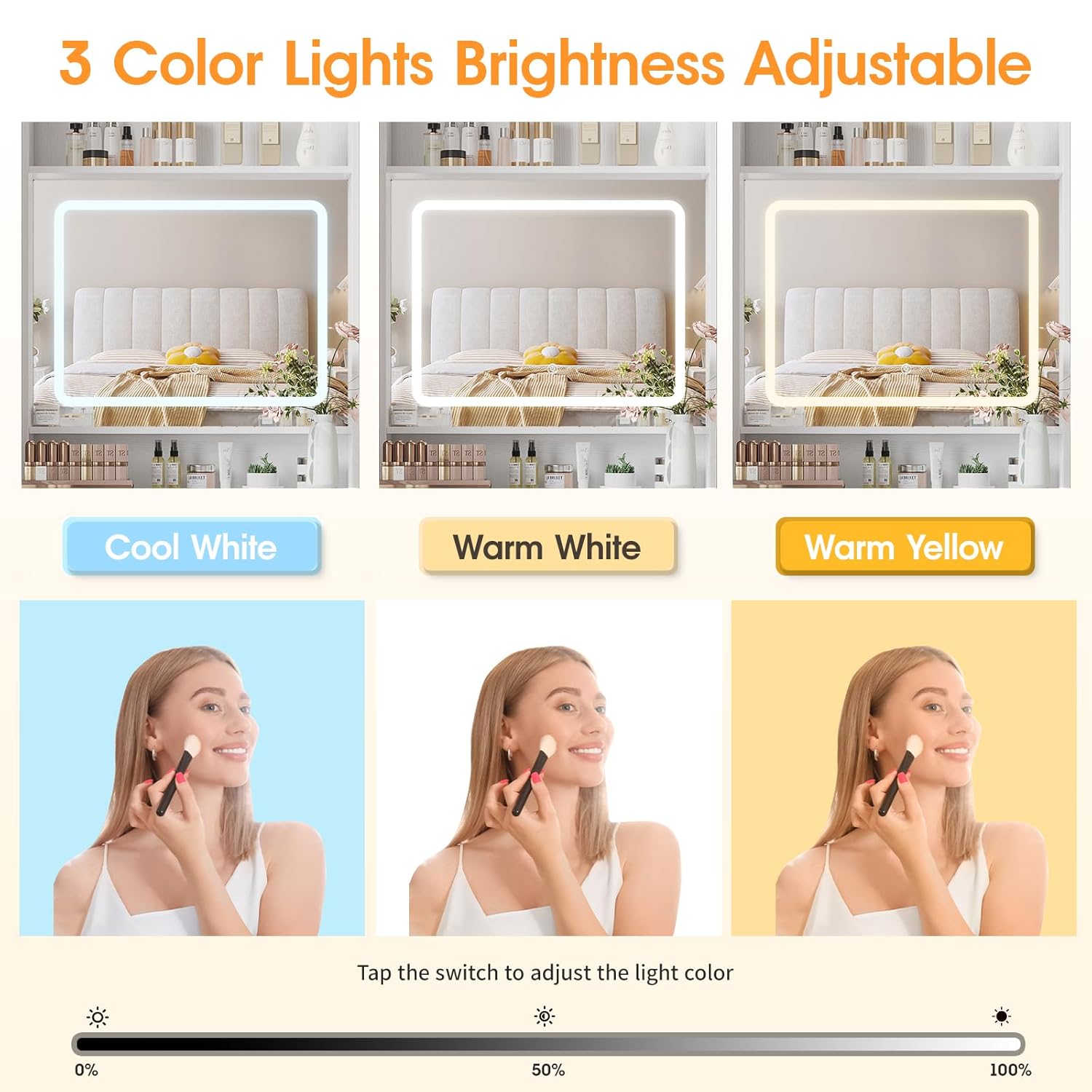Make Up Vanity Desk with Mirro - Desk Setup White incelemesi ve fiyatı