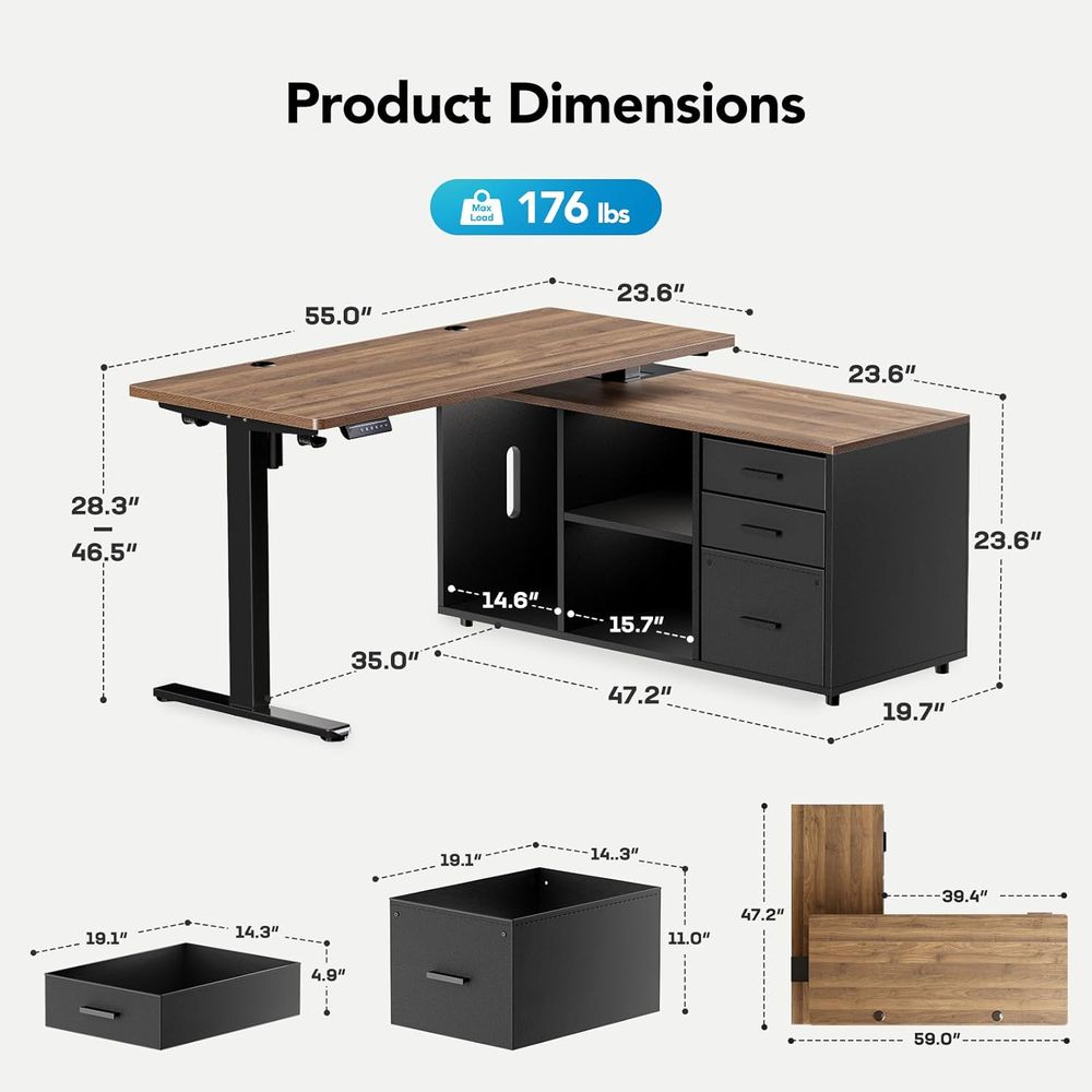 55 Inch L Shaped Standing Desk - L Shaped Desk Setup incelemesi ve fiyatı