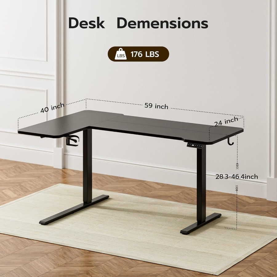 59 Inch L Shaped Adjustable He - L Shaped Desk Setup incelemesi ve fiyatı