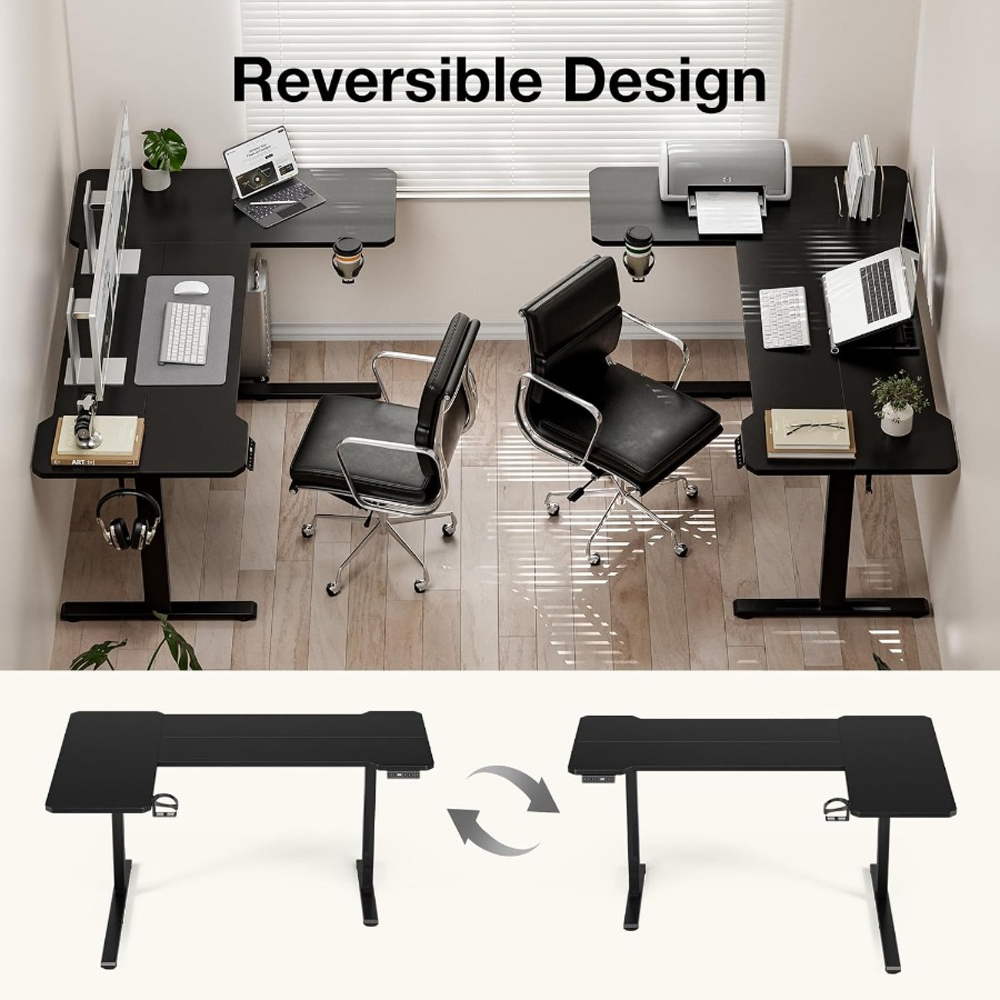 59 Inch L Shaped Adjustable He - L Shaped Desk Setup incelemesi ve fiyatı